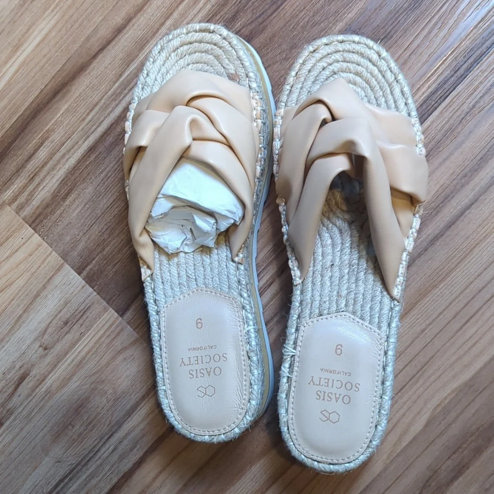 Oasis Society Women's Tan Nude The Rebel Wedge Espadrilles Sandals Size‎ 9